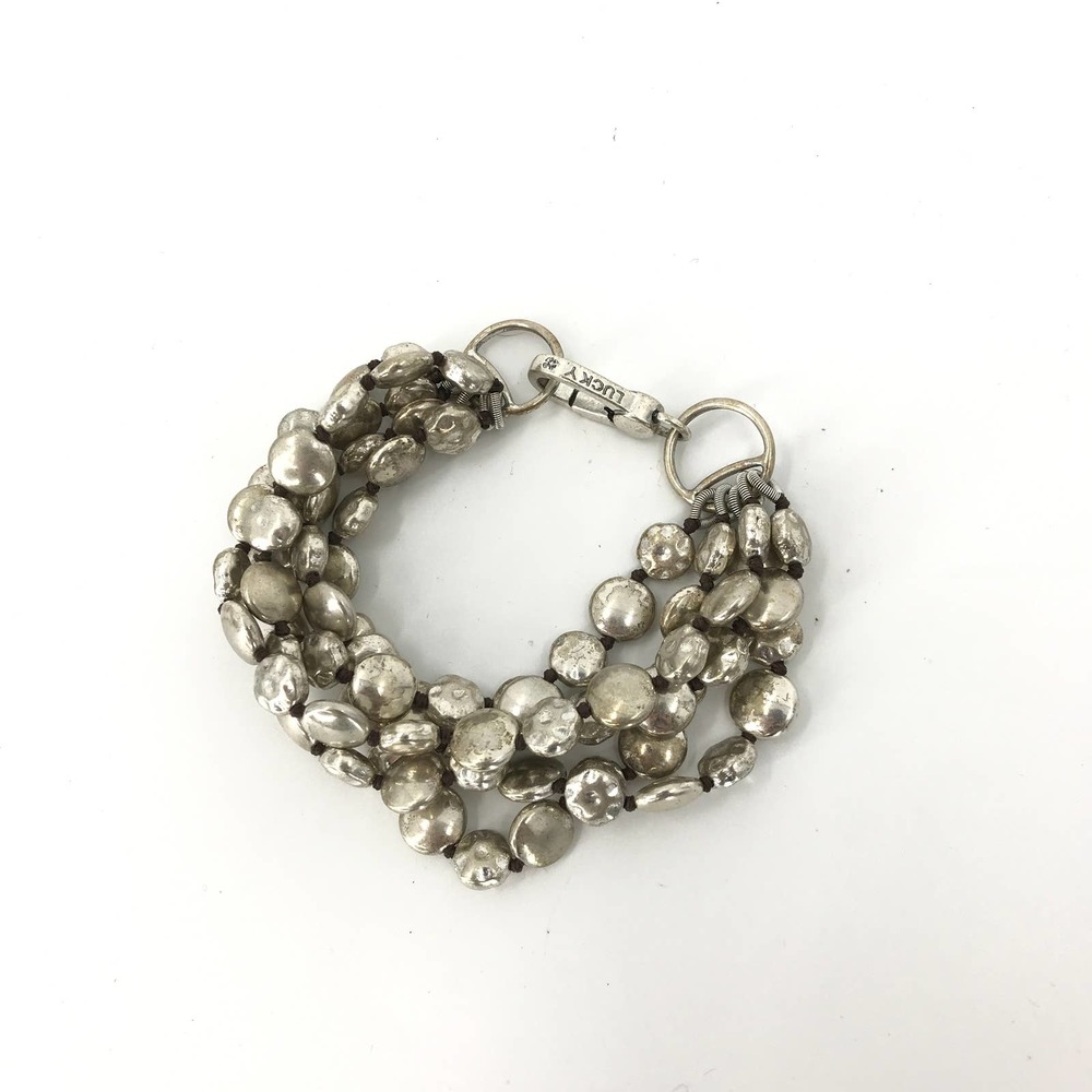 Lucky Brand Silver Pebbled Bangled Bracelet